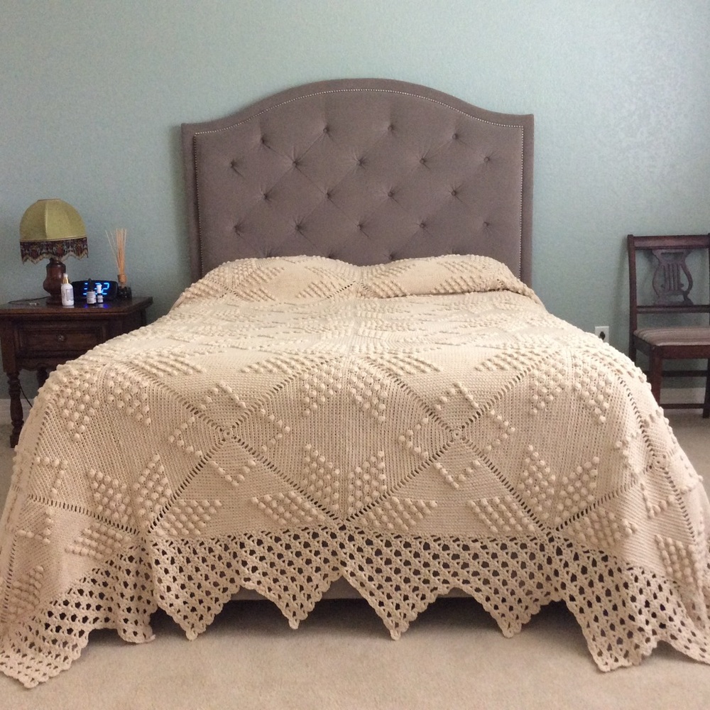 Elegant Tan Crochet Bedspread